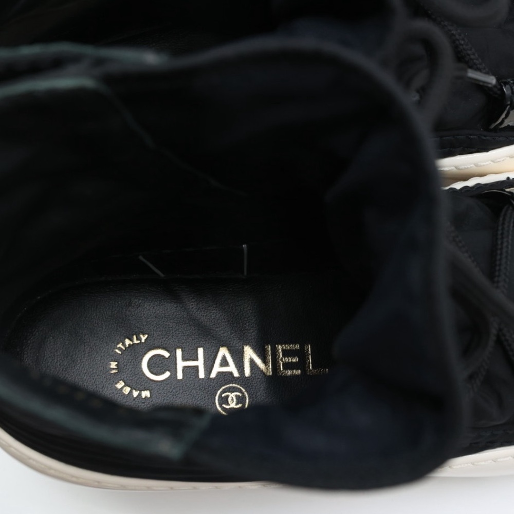 CHANEL Black Nylon Ankle Boots with White Rubber Sole size 38 - Picture 11 of 13